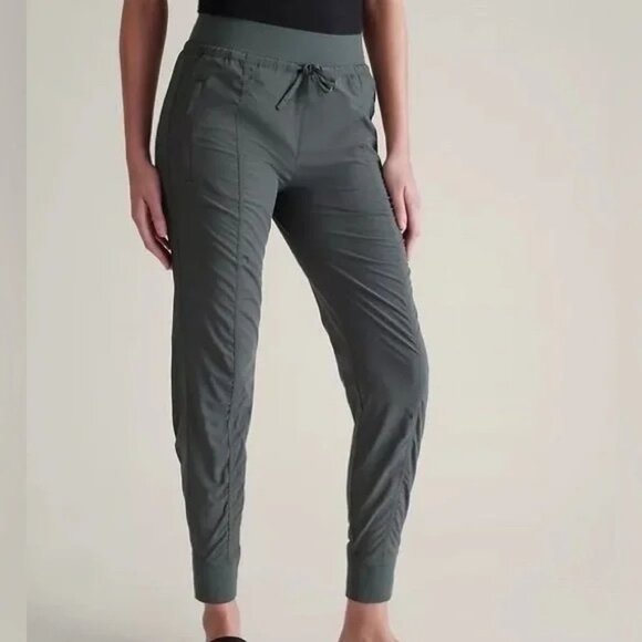 Athleta Attitude Women’s pants 6 Blue Grey Stretch Jogger Active Travel Comfort - Picture 1 of 11